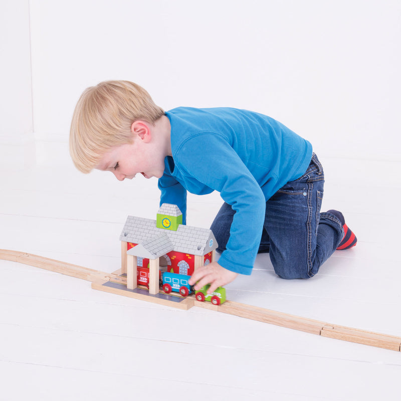 Load image into Gallery viewer, Bigjigs houten rails - spoorwegstation