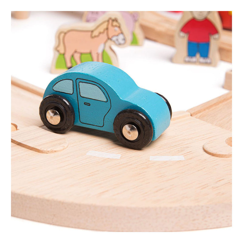 Load image into Gallery viewer, Bigjigs houten weg en treinset platteland, 80dlg.