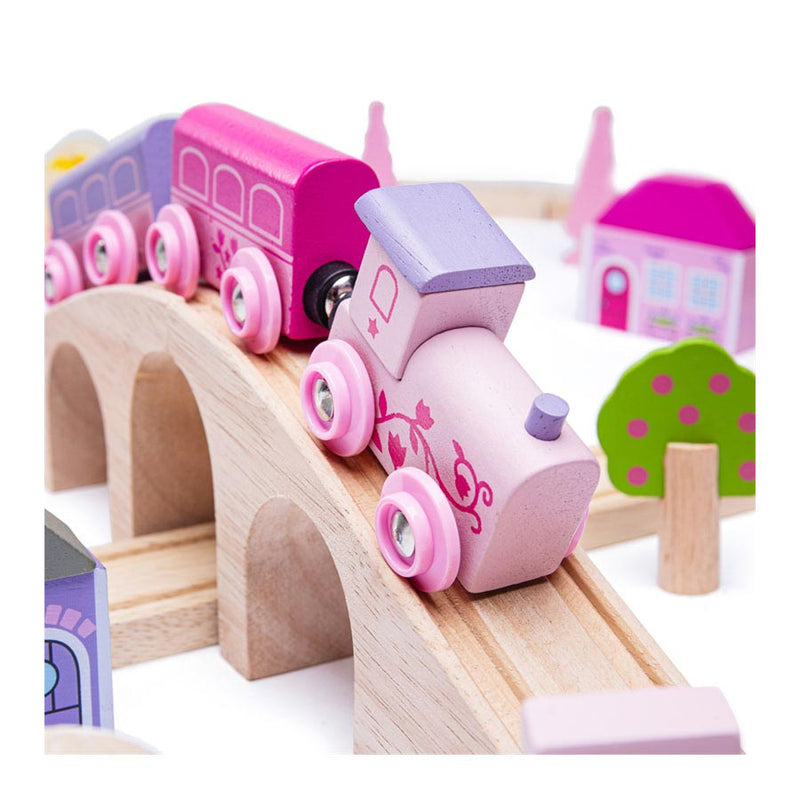 Load image into Gallery viewer, Bigjigs houten treinset stad - roze