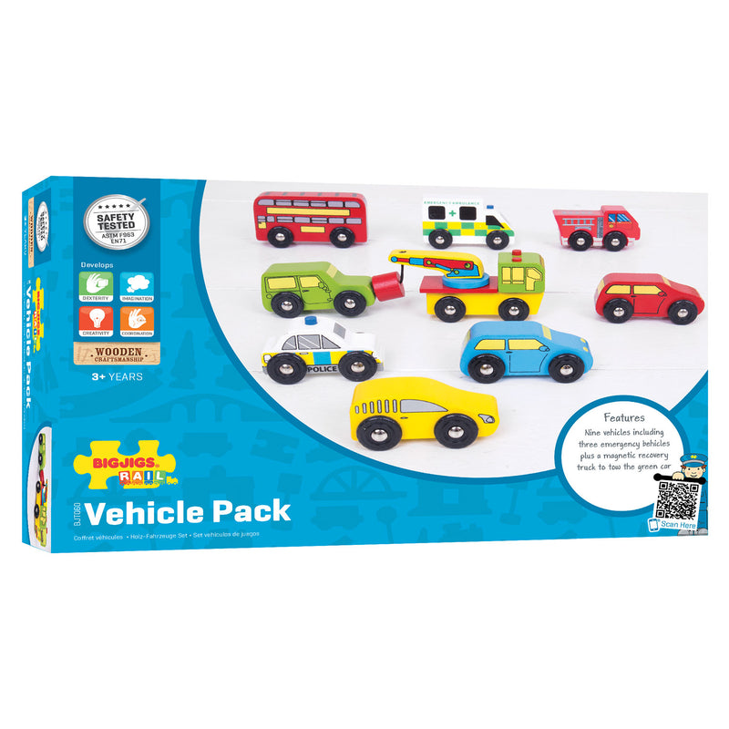 Load image into Gallery viewer, Bigjigs Houten Voertuigen, 9st.