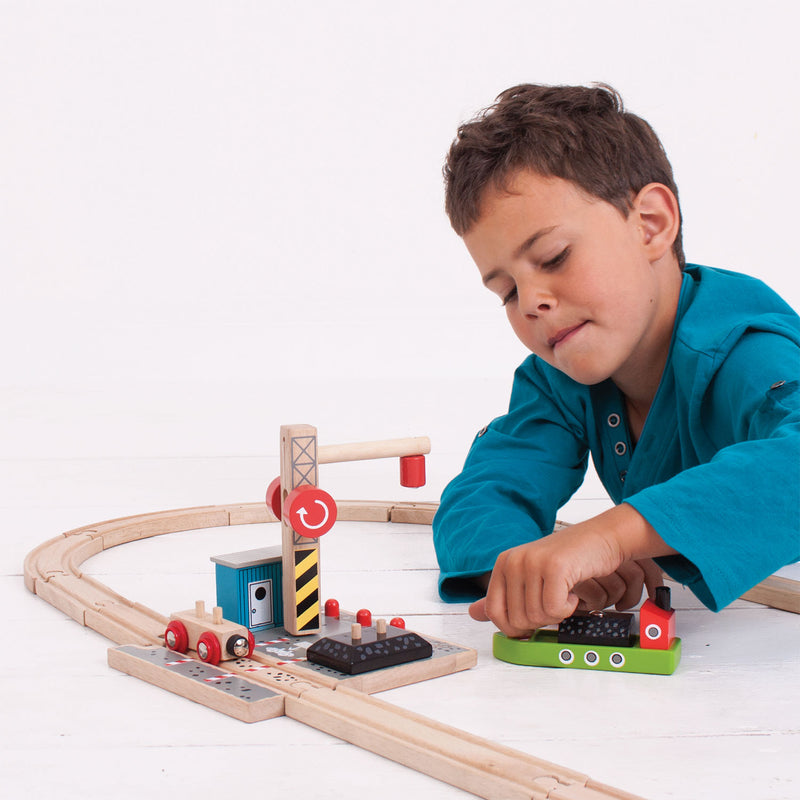 Load image into Gallery viewer, Bigjigs houten treinrails - haven kolen laadstation