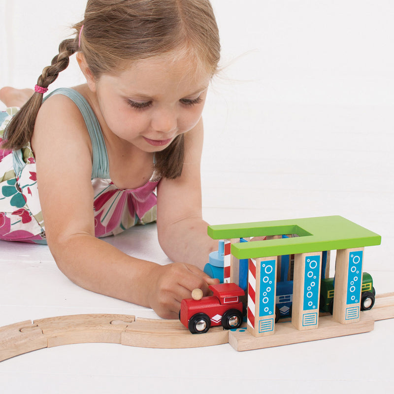 Load image into Gallery viewer, Bigjigs Houten Rails Wasstraat voor Treinen