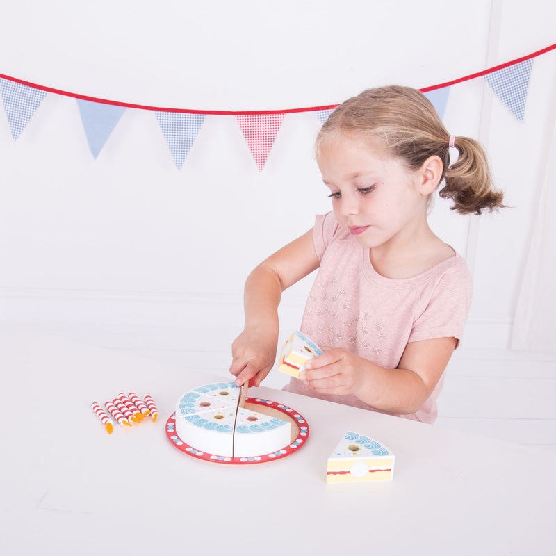 Load image into Gallery viewer, Bigjigs Houten Verjaardagstaart