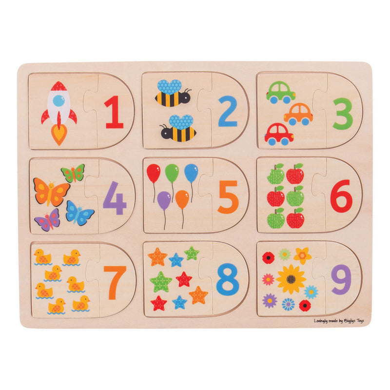 Load image into Gallery viewer, Bigjigs houten leerpuzzel getallen, 18dlg.