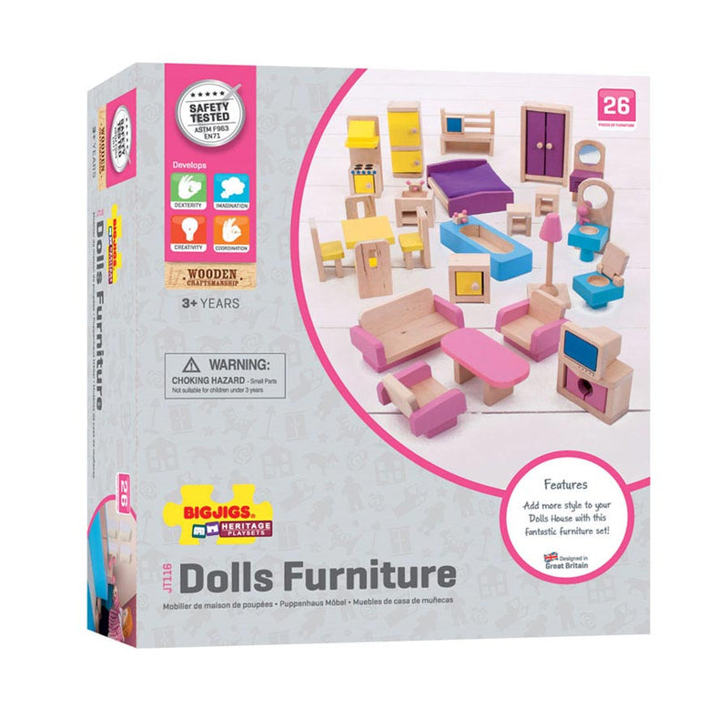 Load image into Gallery viewer, Bigjigs houten poppenhuis meubels, 27dlg.