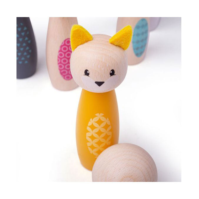 Load image into Gallery viewer, Simply scandi bigjigs toys - kegelspel 'bosdieren' - hout speelgoed - houten kegelspel - 7-delig