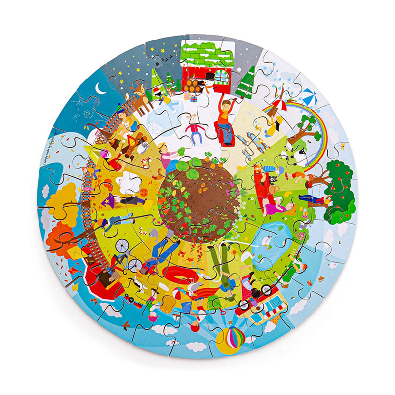 Load image into Gallery viewer, Bigjigs vier seizoenen ronde vloerpuzzel.