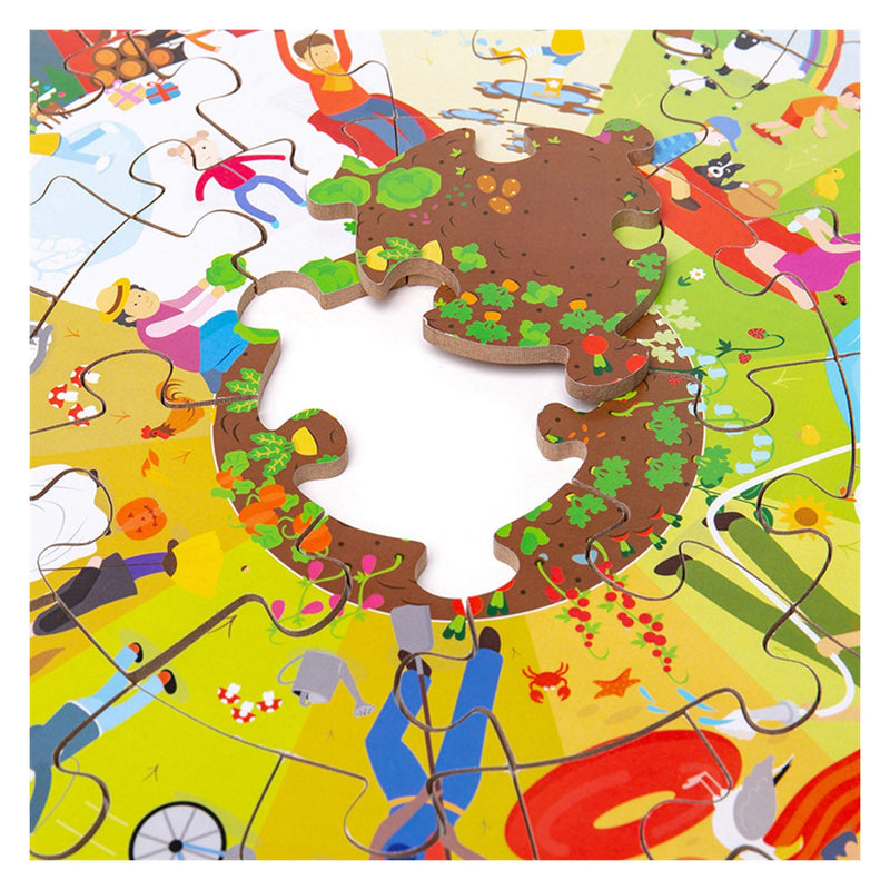 Load image into Gallery viewer, Bigjigs vier seizoenen ronde vloerpuzzel.