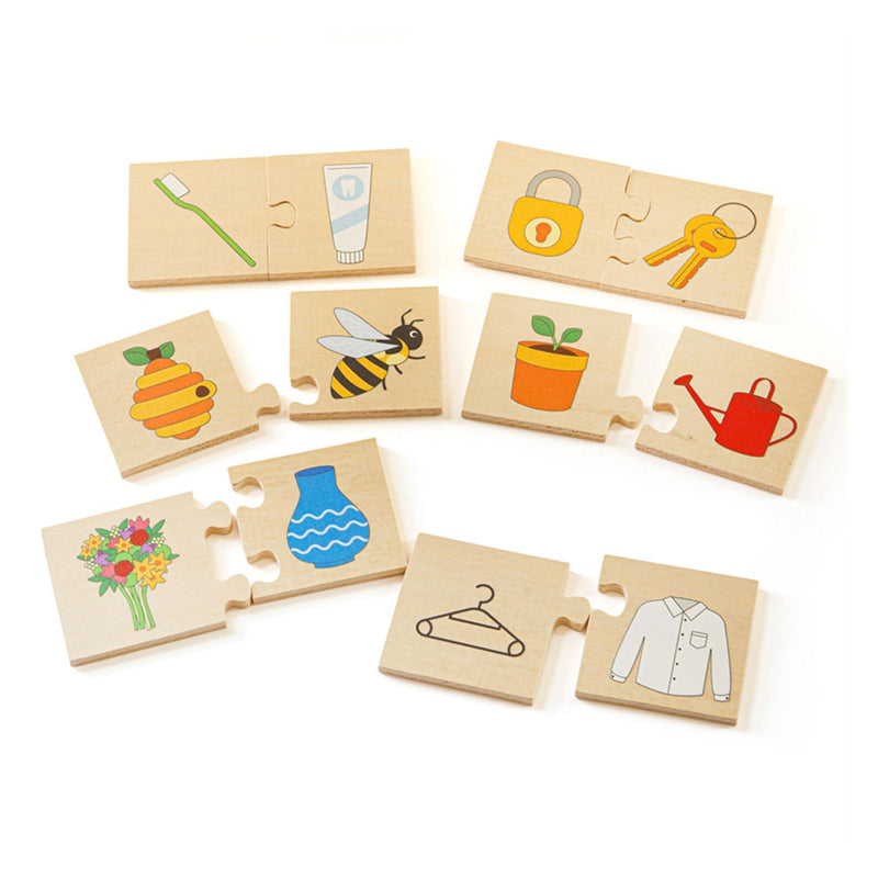 Load image into Gallery viewer, Bigjigs houten legpuzzel dingen die samengaan, 32st.