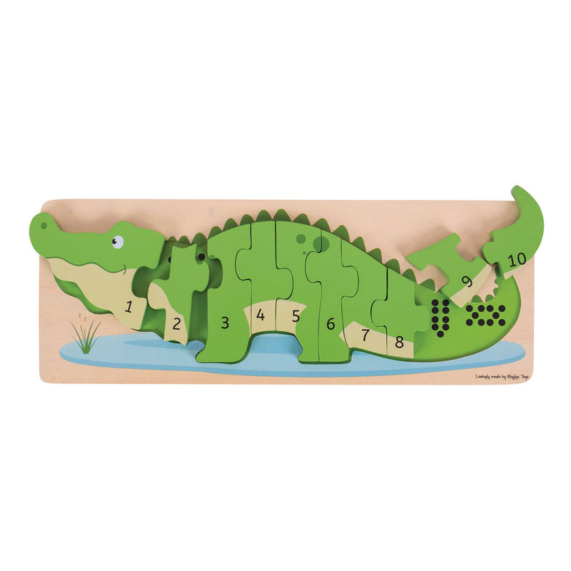 Load image into Gallery viewer, Bigjigs speelgoed houten puzzel 3d krokodil - bigjigs