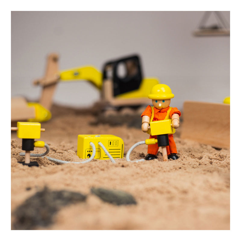 Load image into Gallery viewer, Tidlo houten poppenhuis bouwvakkers constructie materiaal, 13dlg.