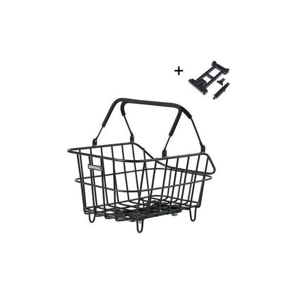 Load image into Gallery viewer, Basil fietsmand cento alu met mik bevestiging 14 liter 39 x 24 x 15 - zwart