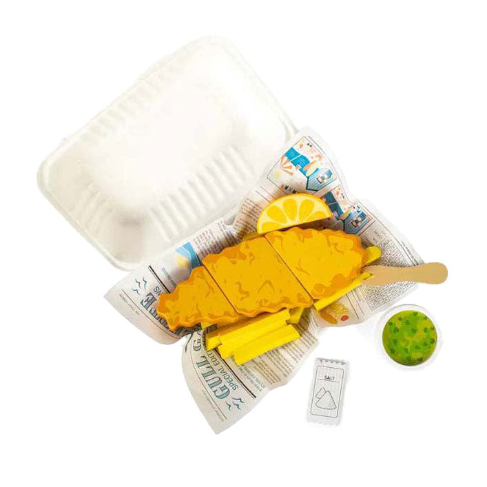 Load image into Gallery viewer, Bigjigs houten vis en friet speelset, 26dlg.