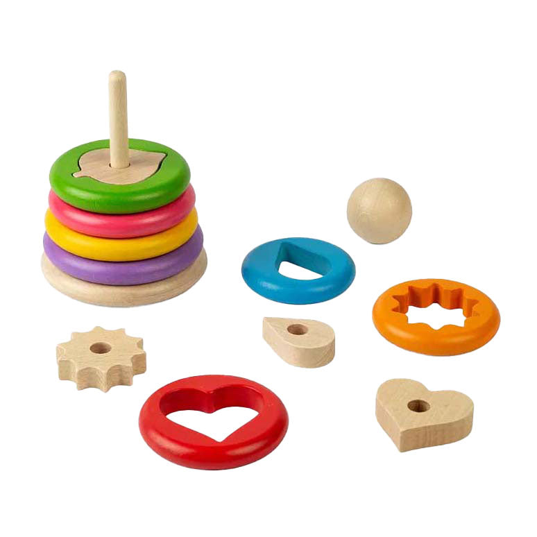 Load image into Gallery viewer, Bigjigs houten geheime vormenstapelaar, 16dlg.