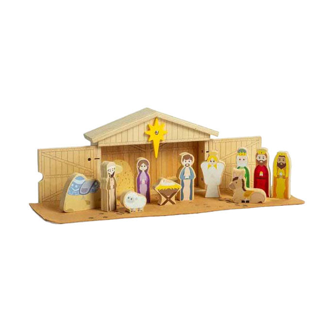 Load image into Gallery viewer, Bigjigs houten kerststal set, 13dlg.