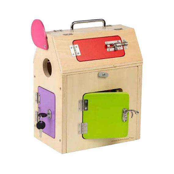 Load image into Gallery viewer, Bigjigs houten huis met sloten en grendels, 5dlg.