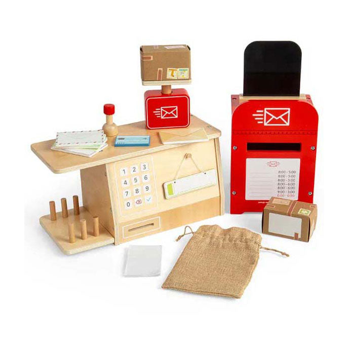 Afbeelding laden in galerijviewer, Bigjigs houten postkantoor speelset, 19dlg.