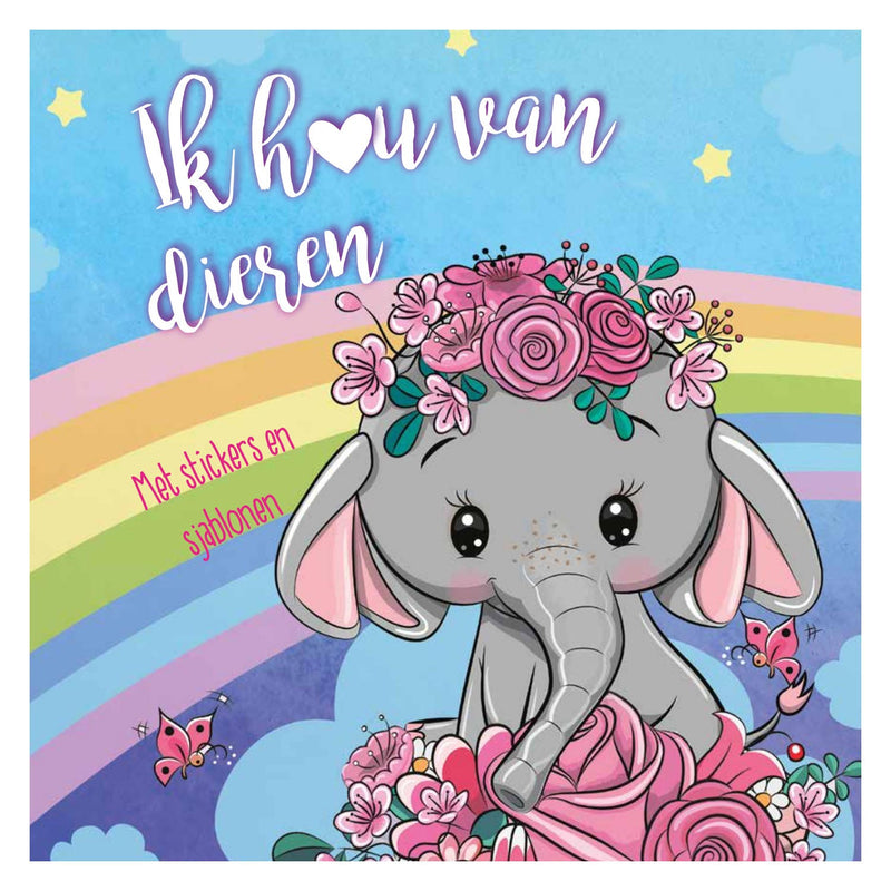 Load image into Gallery viewer, Mondikaarten sticker- en sjablonenboek ik hou van dieren