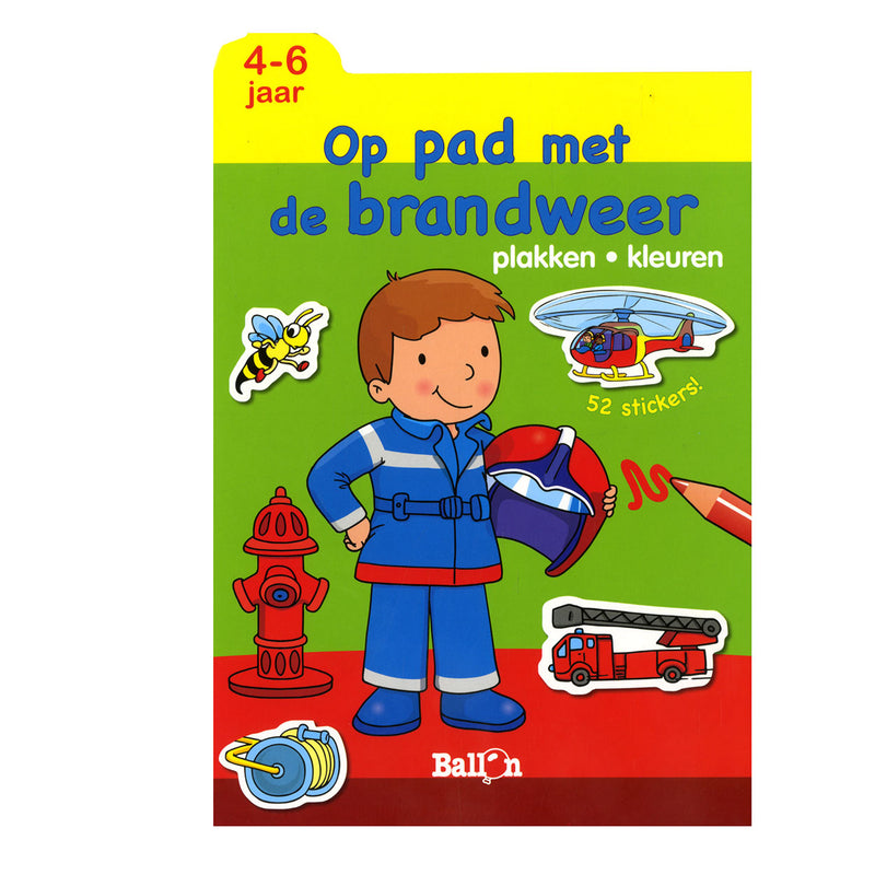 Load image into Gallery viewer, Standaard uitgeverij plakken en kleuren - op pad met de brandweer, 4-6 jaar