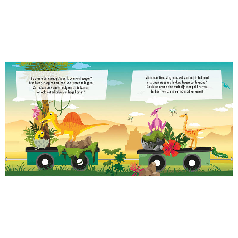 Load image into Gallery viewer, Boek en puzzeltrein dino's