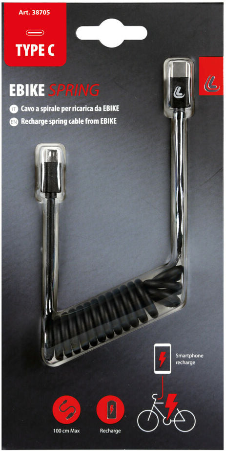 Load image into Gallery viewer, Lampa Ebike Spring Micro USB naar USB C spiraalkabel (25 t m 100 cm)