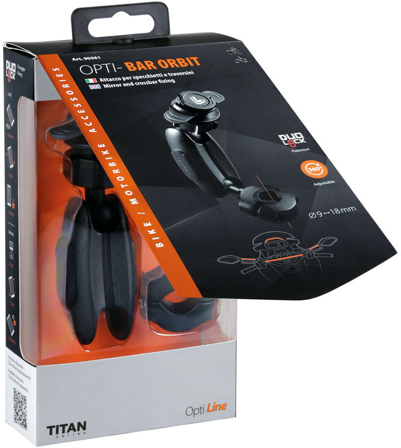 Load image into Gallery viewer, Lampa Opti-Bar Orbit spiegel en dwarsstang bevestiging (Ø 9 t m 18 mm)