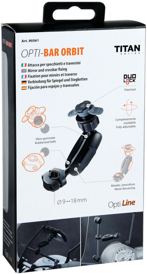 Load image into Gallery viewer, Lampa Opti-Bar Orbit spiegel en dwarsstang bevestiging (Ø 9 t m 18 mm)