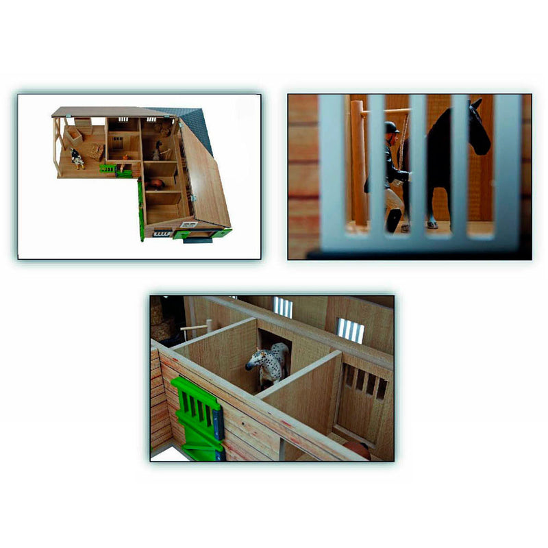 Load image into Gallery viewer, Kids globe paardenhoekstal met 3 boxen en berging 1:24