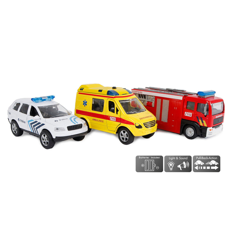 Load image into Gallery viewer, 2-play die-cast hulpdienst voertuigen belgië