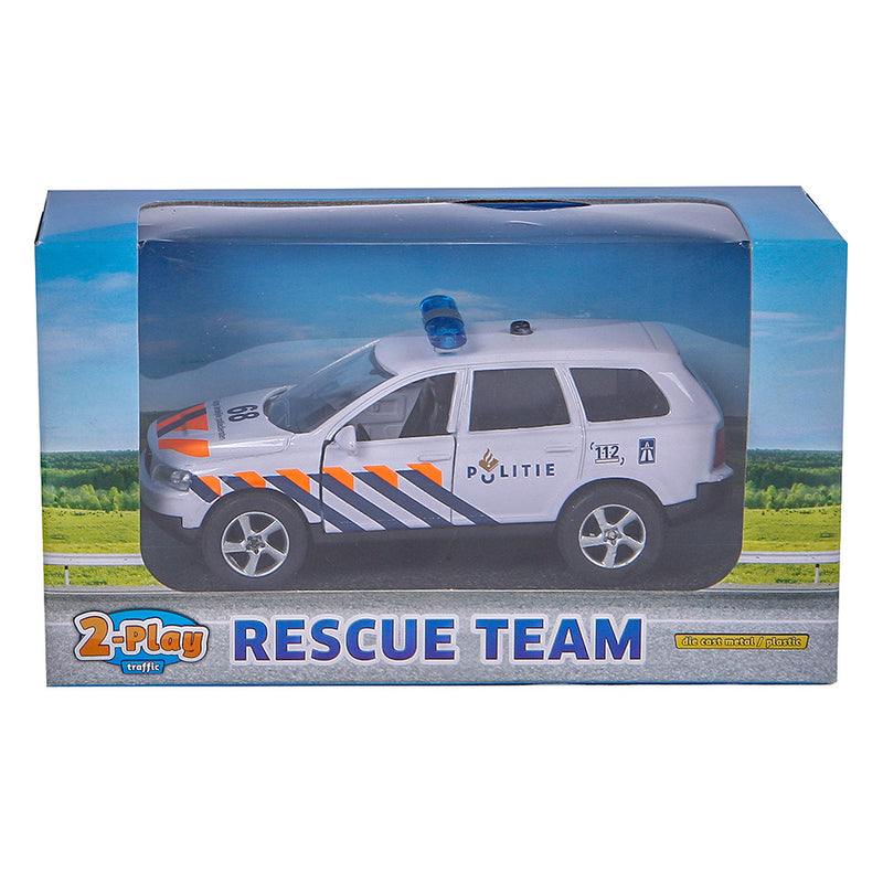 Load image into Gallery viewer, 2-play politiewagen pull-back met licht en geluid 11 cm wit