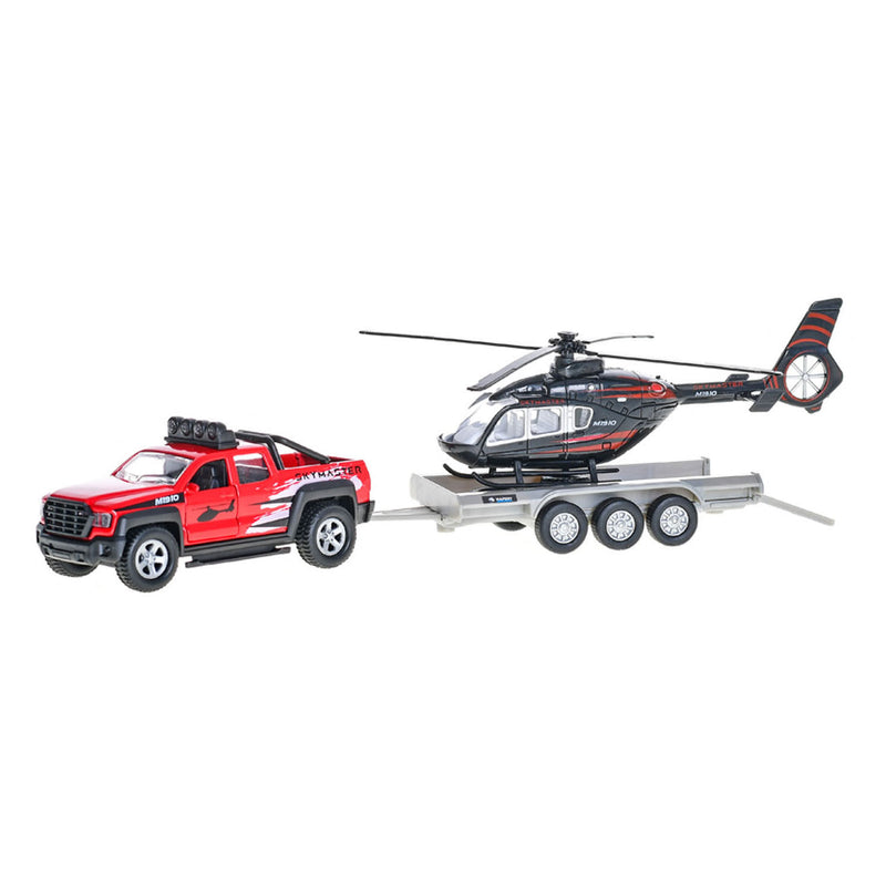 Load image into Gallery viewer, Kids globe terreinwagen met helikopter trailer