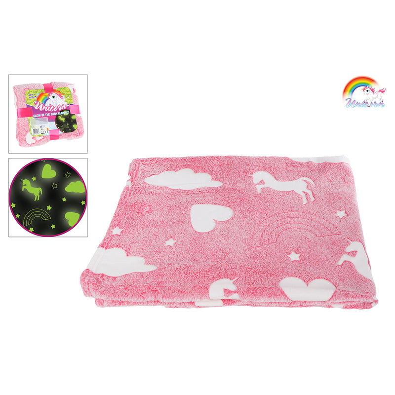 Afbeelding laden in galerijviewer, Glow in the dark deken unicorn, 100x150cm