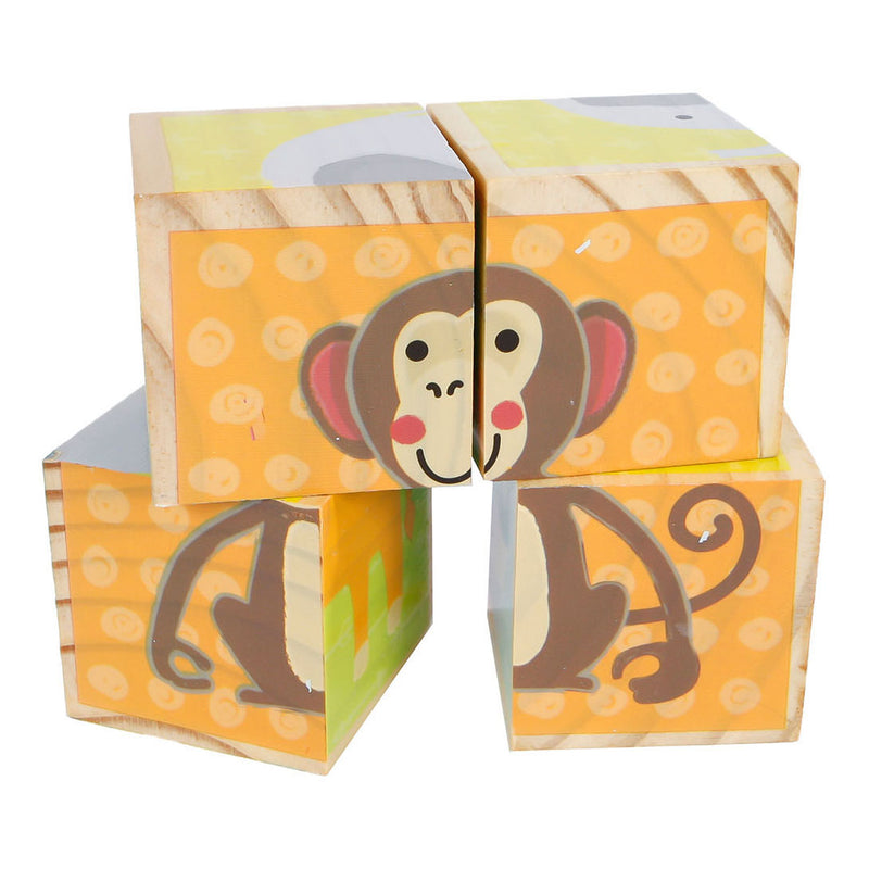 Load image into Gallery viewer, Toys amsterdam blokkenpuzzel dieren junior hout 10 cm 4-delig