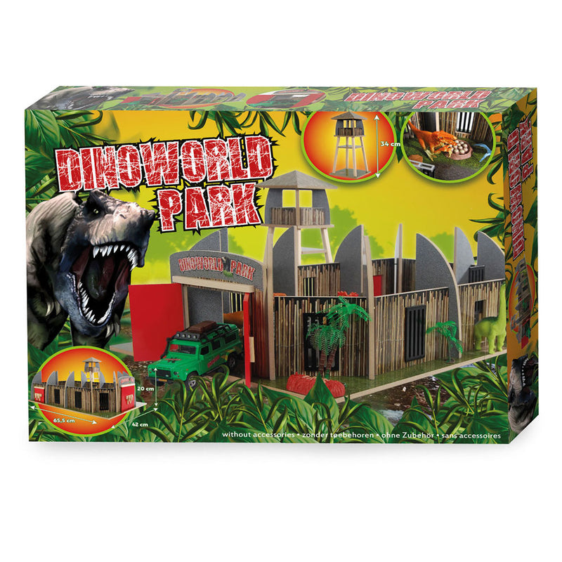 Afbeelding laden in galerijviewer, Dinoworld houten dinosaurus park met uitkijktoren speelset