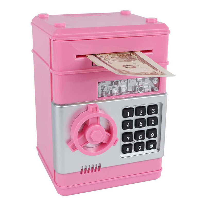 Load image into Gallery viewer, Van manen geldkluis speelgoed met geheime code roze 19,5cm.