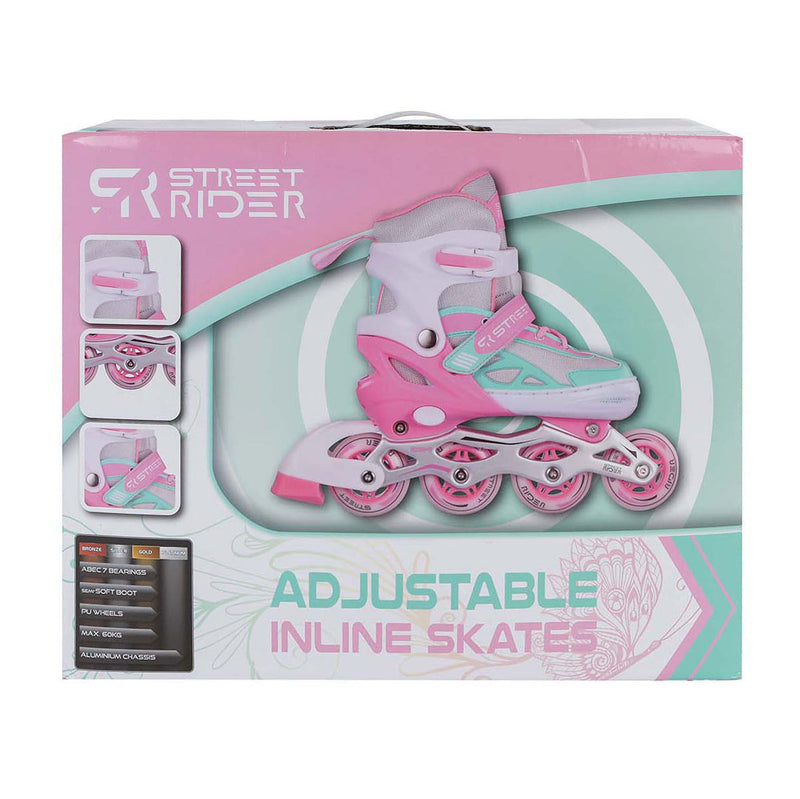 Load image into Gallery viewer, Street rider inline skeelers roze groen verstelbaar, maat 37-40
