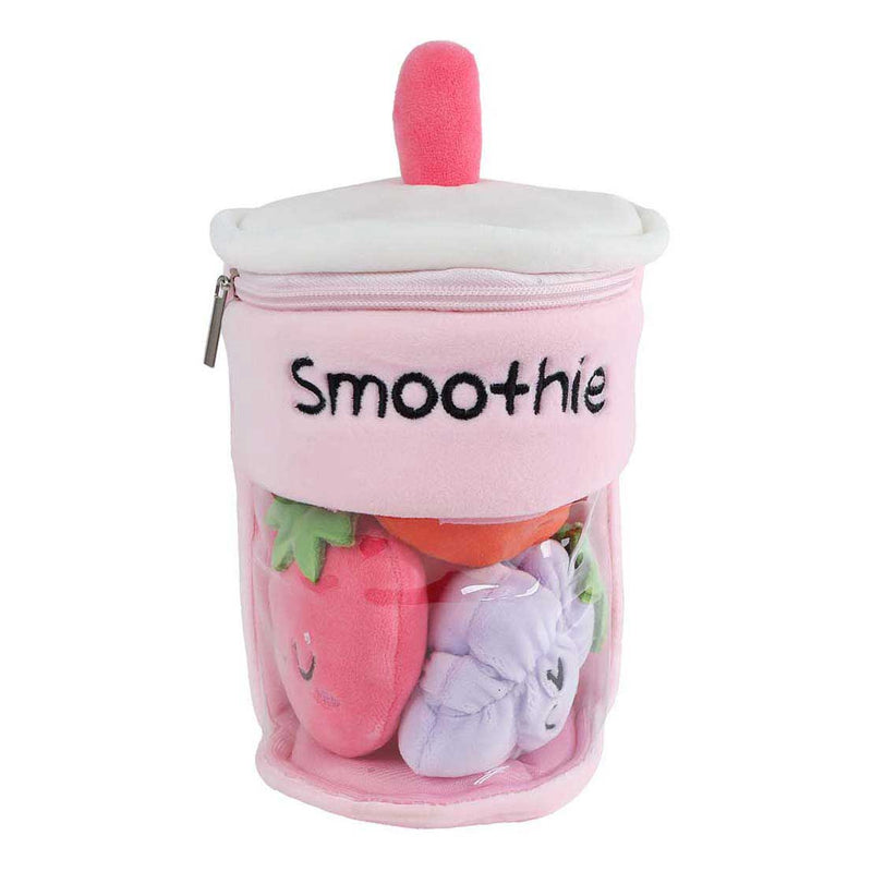 Load image into Gallery viewer, Fluffy menu pluche smoothie met 3 stuks fruit 25cm 3 assorti