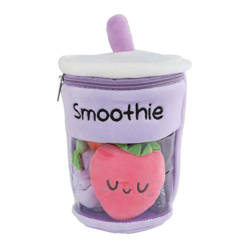 Load image into Gallery viewer, Fluffy menu pluche smoothie met 3 stuks fruit 25cm 3 assorti