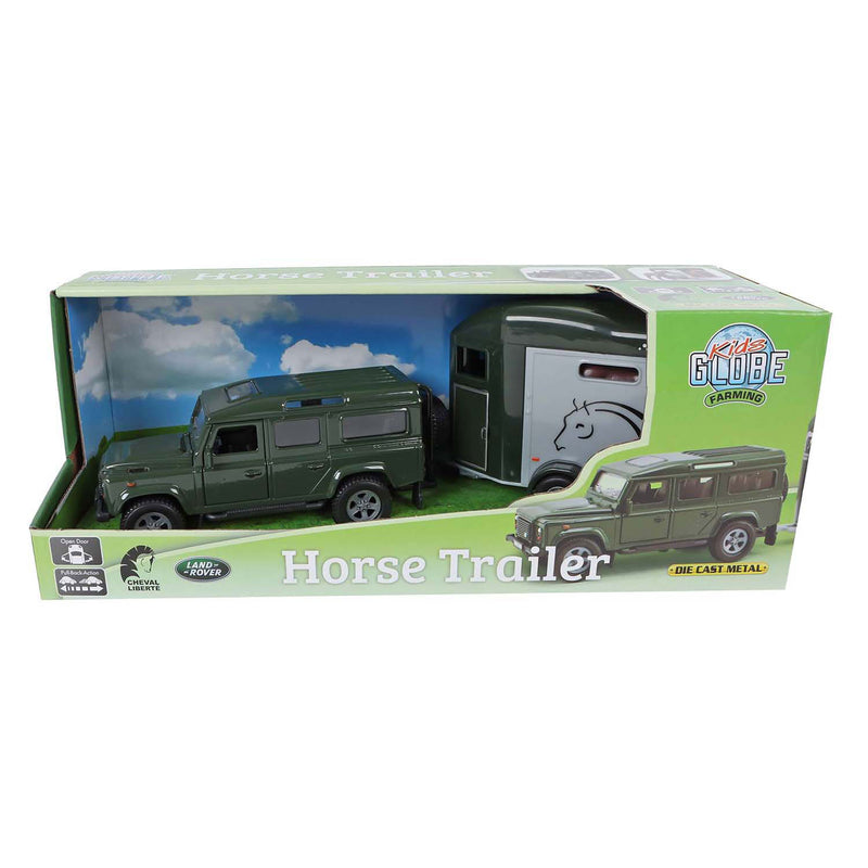 Load image into Gallery viewer, Kids globe land rover with cheval liberte horse trailer - 28cm