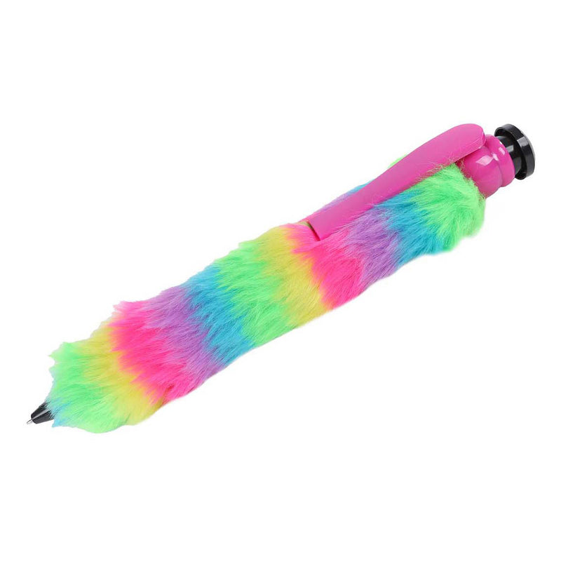 Afbeelding laden in galerijviewer, Glamour fluffy jumbo regenboog pen - 28cm