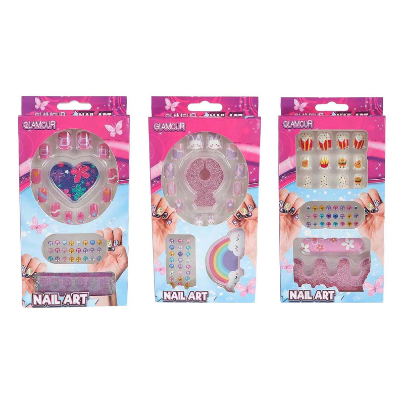 Afbeelding laden in galerijviewer, Glamour kunstnageltjes met diamantjes - 12st.