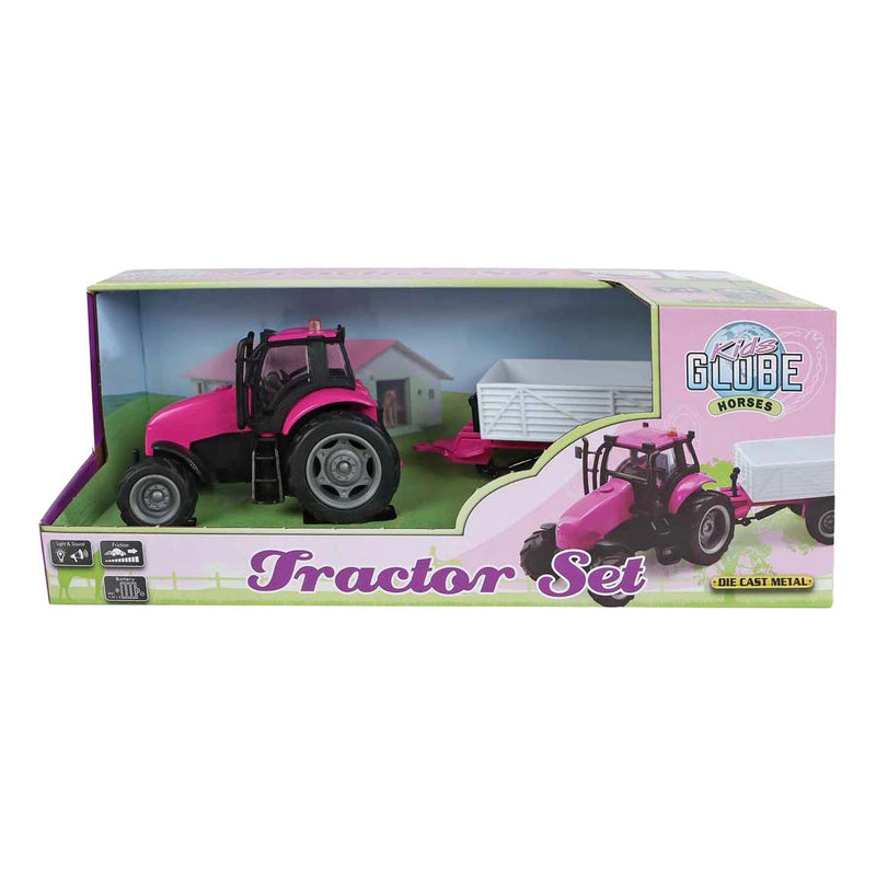 Load image into Gallery viewer, Kids globe tractor met aanhanger die cast met licht en geluid - 25cm