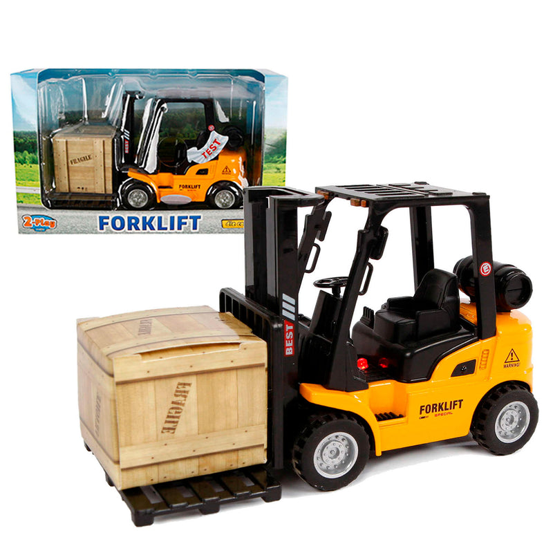 Load image into Gallery viewer, 2-play vorkheftruck pull-back - met licht en geluid - 14 cm - vanaf 4 jaar