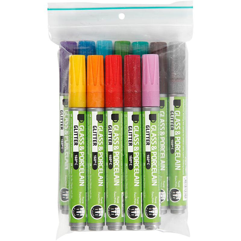 Load image into Gallery viewer, Creativ company https: www.cchobby.nl glas-porseleinstiften-glitter-lijndikte-2-4-mm-semi-dekkend-diverse-kleuren-12-stuk-1-doos