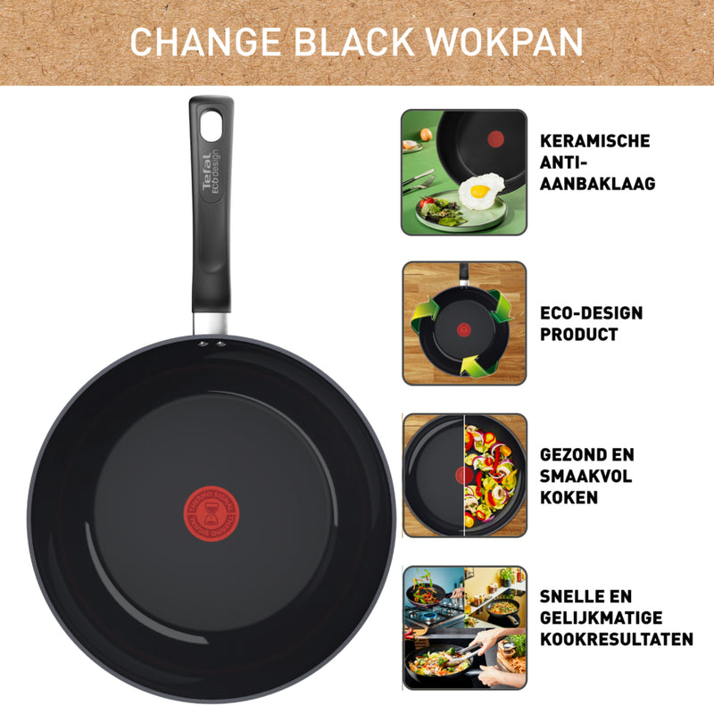Load image into Gallery viewer, Tefal c47619 change black keramische wokpan 28 cm zwart