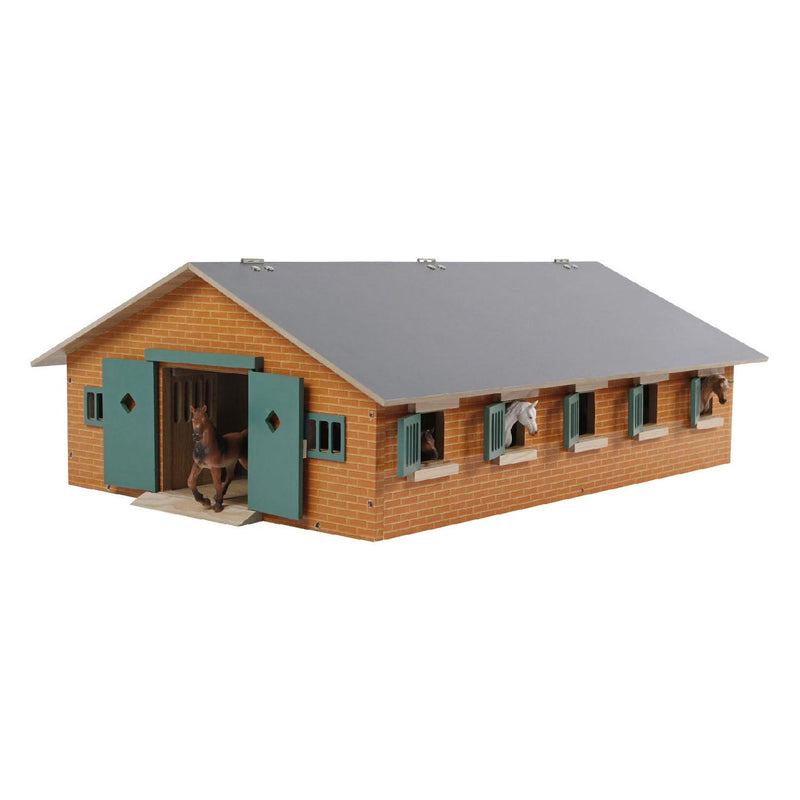 Load image into Gallery viewer, Kids globe paardenstal hout met 9 paardenboxen 1:32