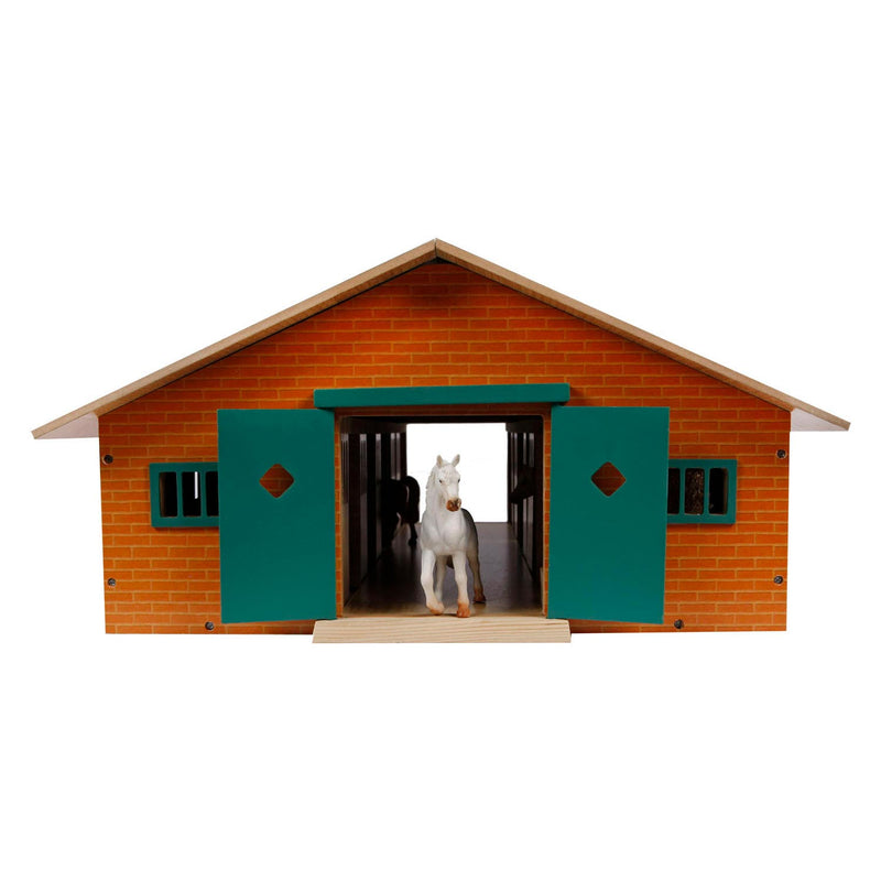 Load image into Gallery viewer, Kids globe paardenstal hout met 9 paardenboxen 1:32