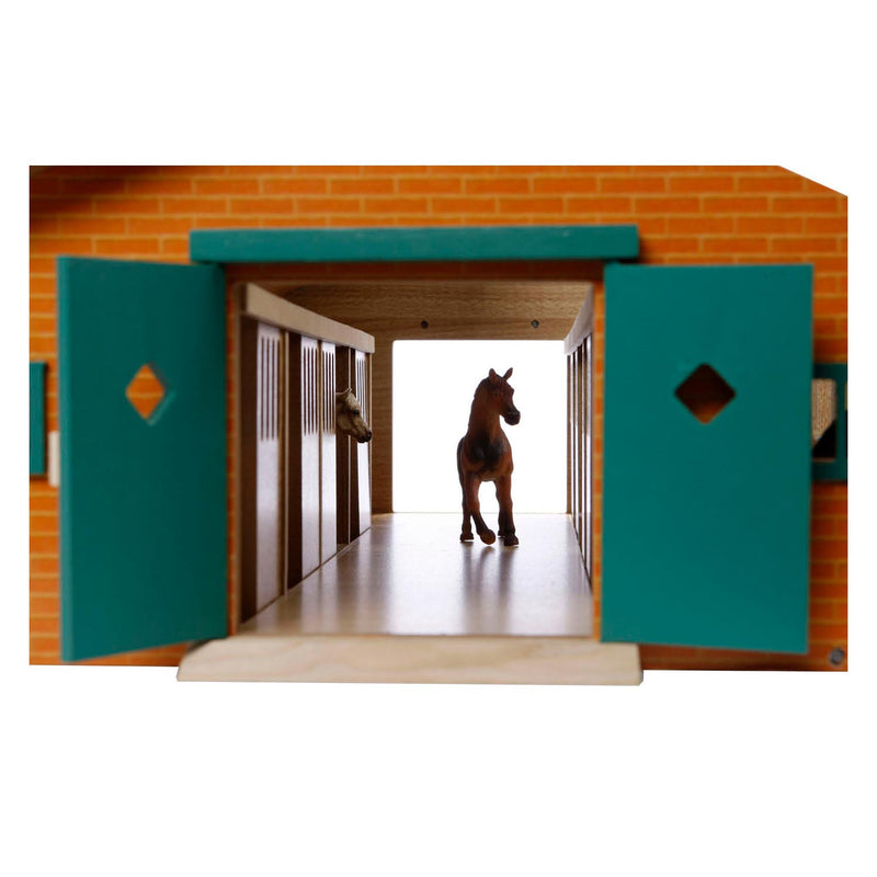 Load image into Gallery viewer, Kids globe paardenstal hout met 9 paardenboxen 1:32