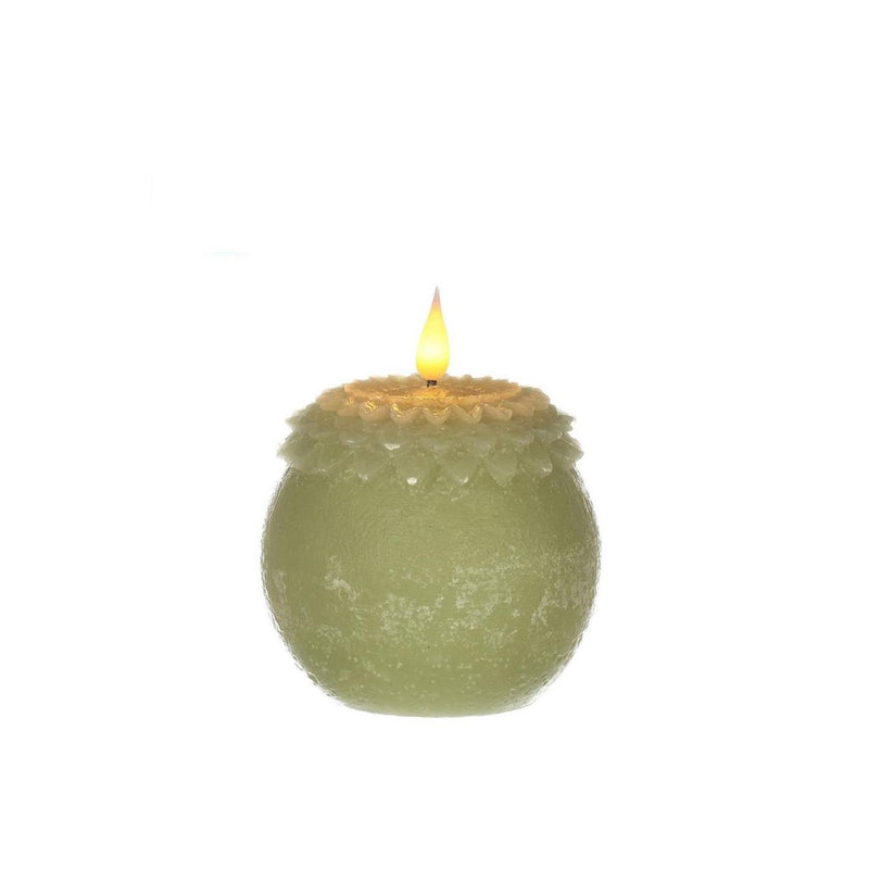 Load image into Gallery viewer, Ideas 4 seasons led kaars wax bloem parel groen ã˜9xh12cm