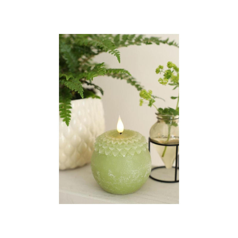Load image into Gallery viewer, Ideas 4 seasons led kaars wax bloem parel groen ã˜9xh12cm